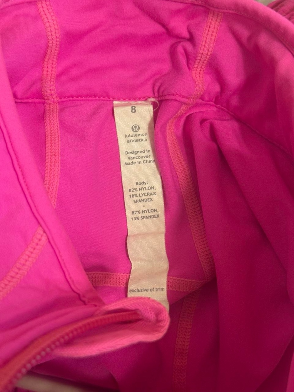 Lululemon Full Zip Running Vest Size 8 Hot Pink Mesh Trim Athletic Workout - Picture 4 of 4
